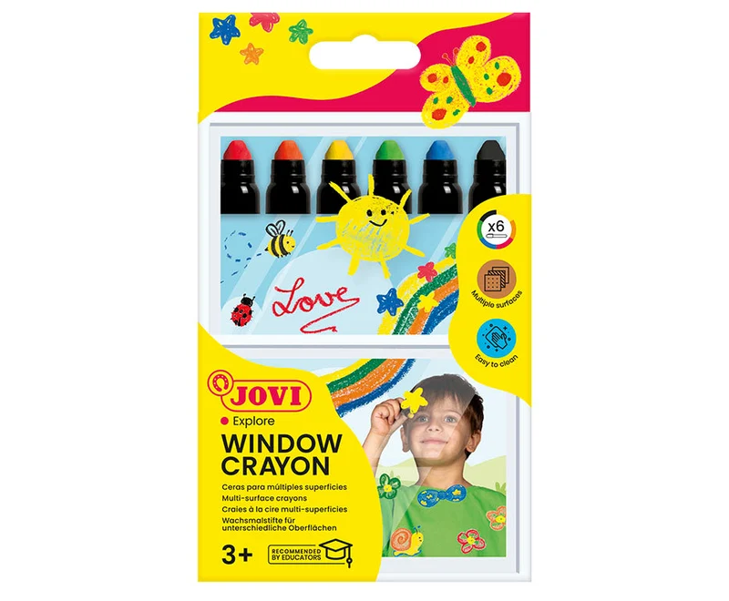 Pastelli a cera in gel per vetro JOVI Jovidecor Glass – 6 pz