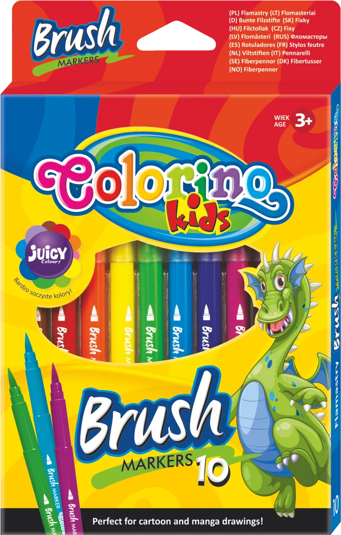 Colorino Brush Pinselstifte mit langer Pinselspitze – 10 Farben