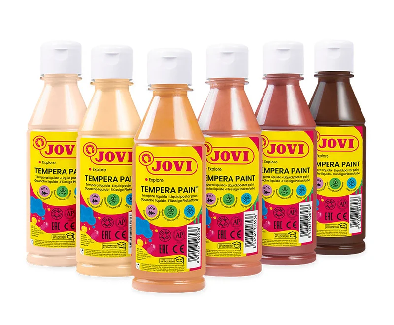 JOVI Kindermalfarben-Set flüssige Tempera 6 x 250 ml Hautfarben