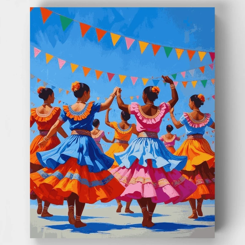 Mexican Folk Dancers - Paint by Numbers Kit