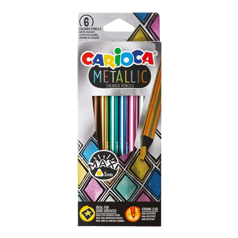 Carioca trojhranné metalické pastelky Metallic, 6 ks
