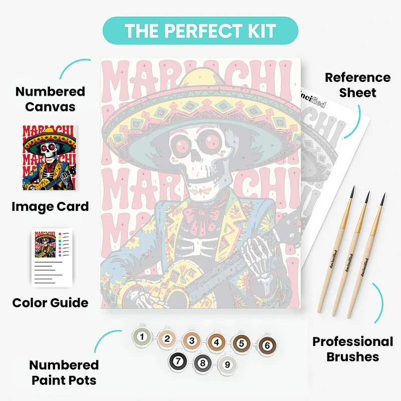 Mariachi Skeleton Musician - Paint by Numbers Kit