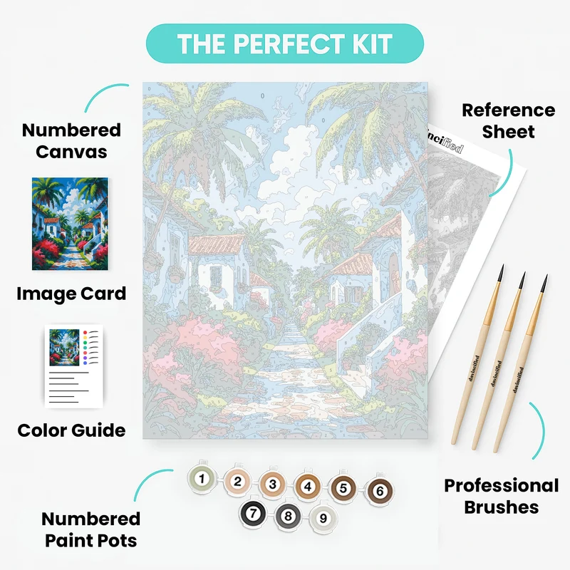 Tropical Village Paradise - Paint by Numbers Kit