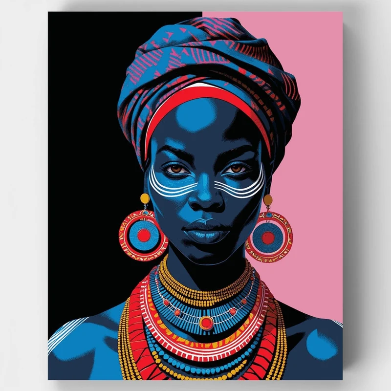 African Tribal Beauty Portrait - Paint by Numbers Kit