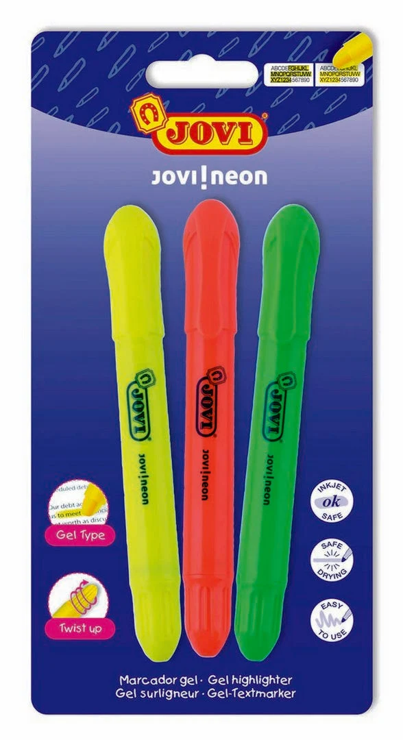 Evidenziatori a gel JOVI - 3 pz, 3 colori