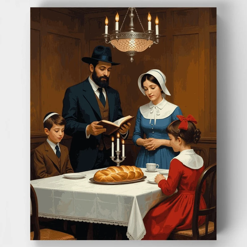 Jewish Family Sabbath Dinner - Paint by Numbers Kit