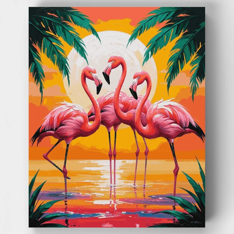 Tropical Flamingo Sunset - Paint by Numbers Kit