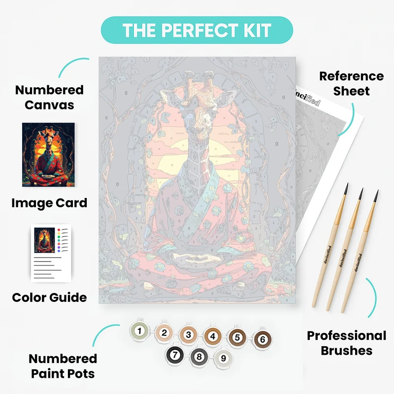 Zen Giraffe Meditation - Paint by Numbers Kit