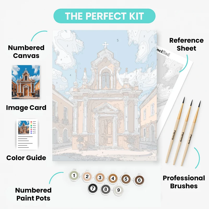 Mediterranean Church Facade - Paint by Numbers Kit