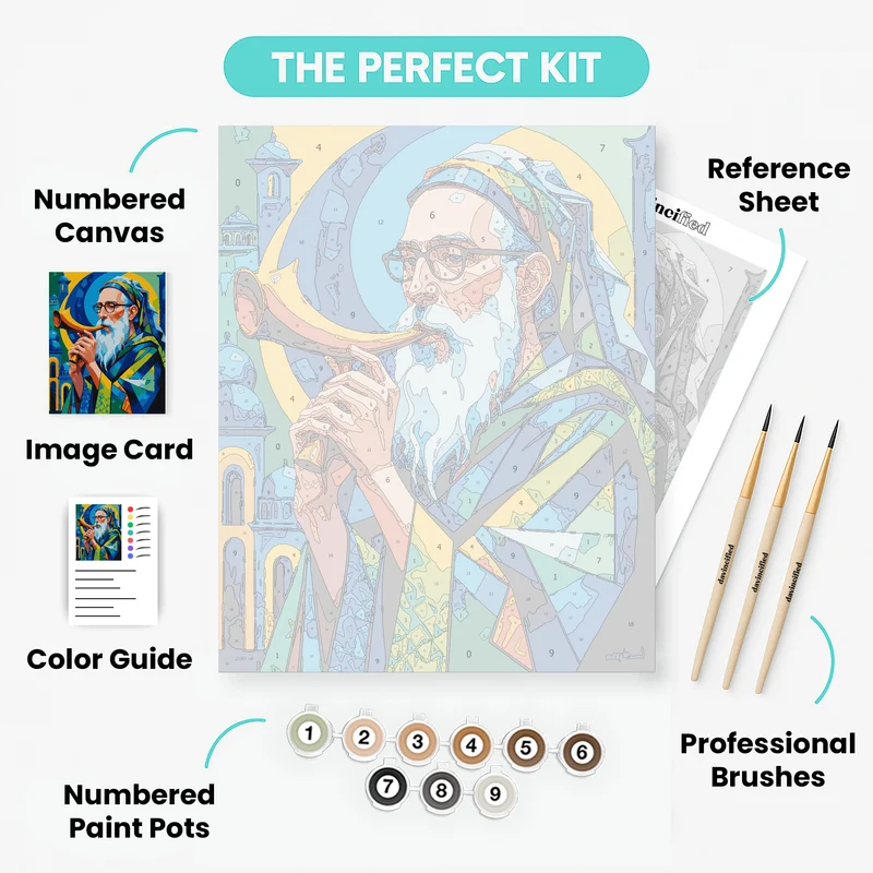 Rabbi with Shofar - Paint by Numbers Kit
