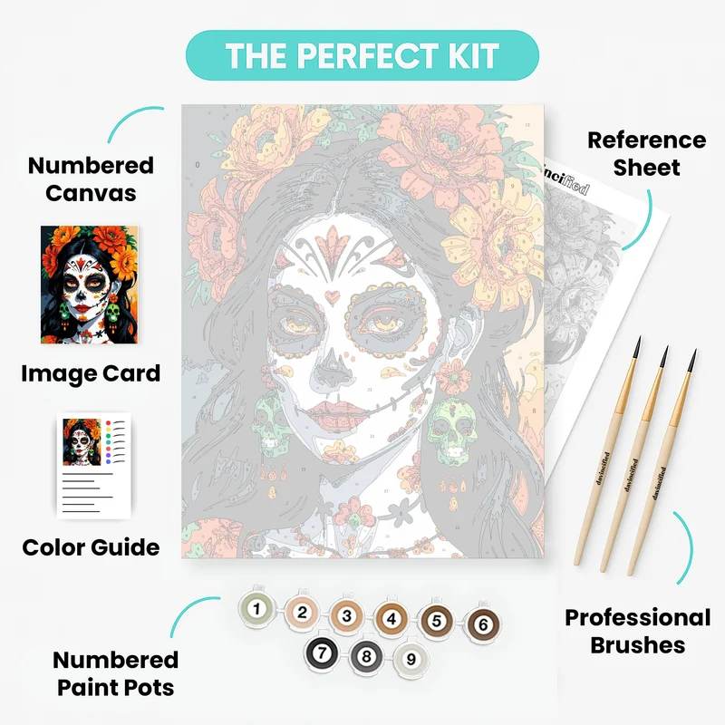 Day of the Dead Marigold Crown Beauty - Paint by Numbers Kit