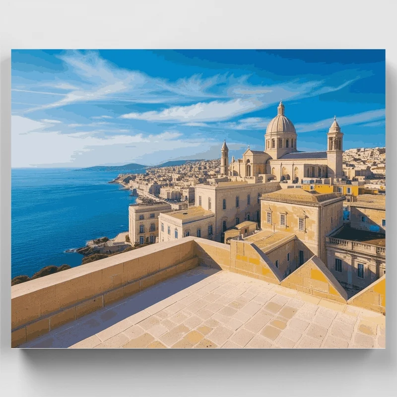 Malta Coastal Cathedral - Paint by Numbers Kit