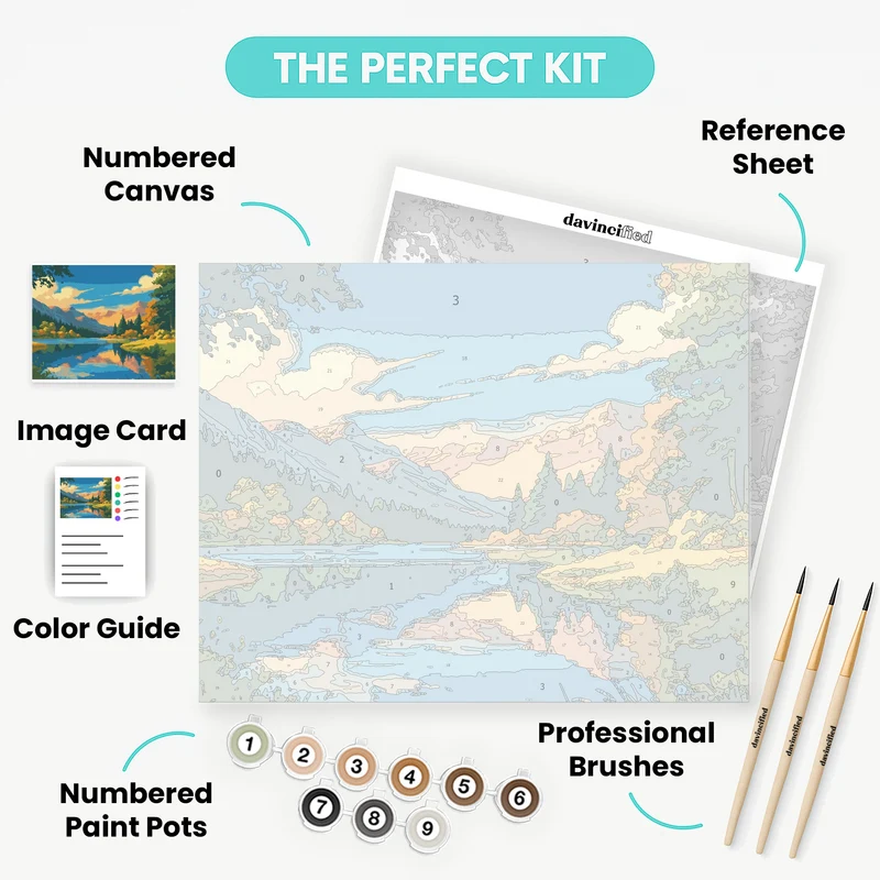 Mountain Lake Reflection - Paint by Numbers Kit