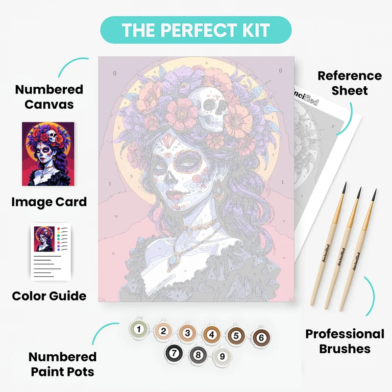 Day of the Dead Floral Crown Beauty - Paint by Numbers Kit