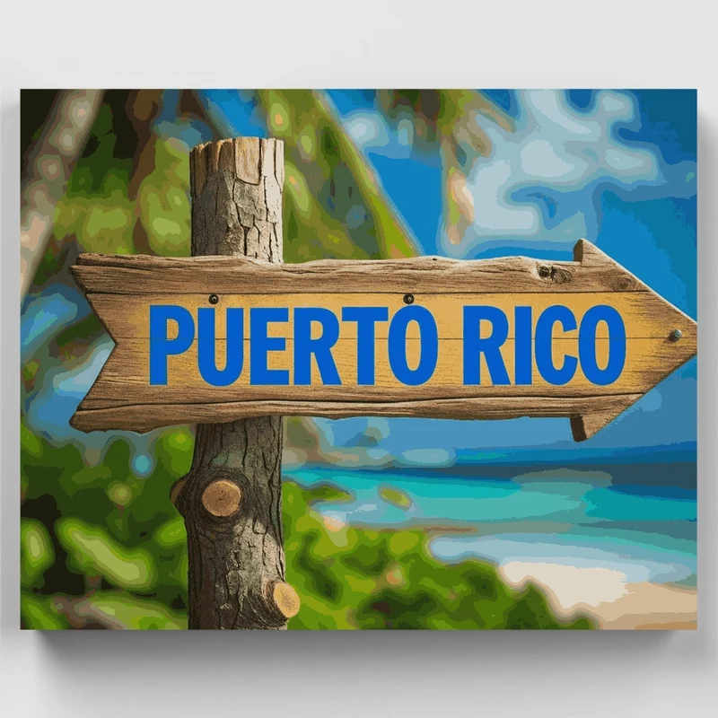Puerto Rico Destination Sign - Paint by Numbers Kit