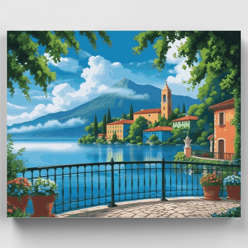 Italian Lake Village - Paint by Numbers Kit
