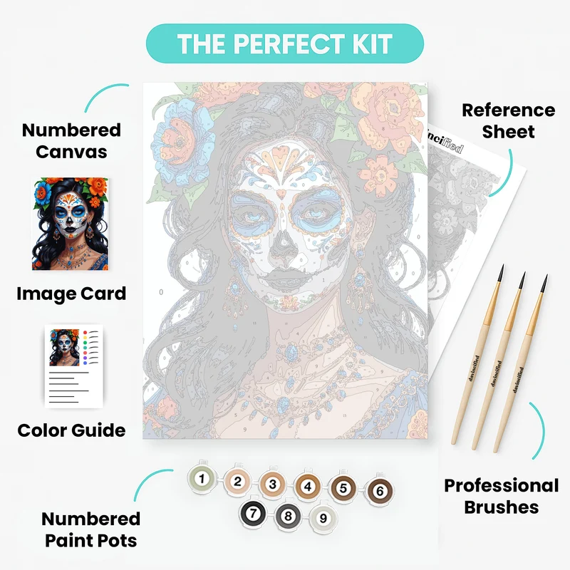 Day of the Dead Sugar Skull Woman - Paint by Numbers Kit