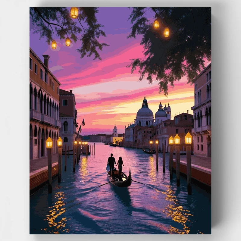 Venice Gondola Romance at Sunset - Paint by Numbers Kit