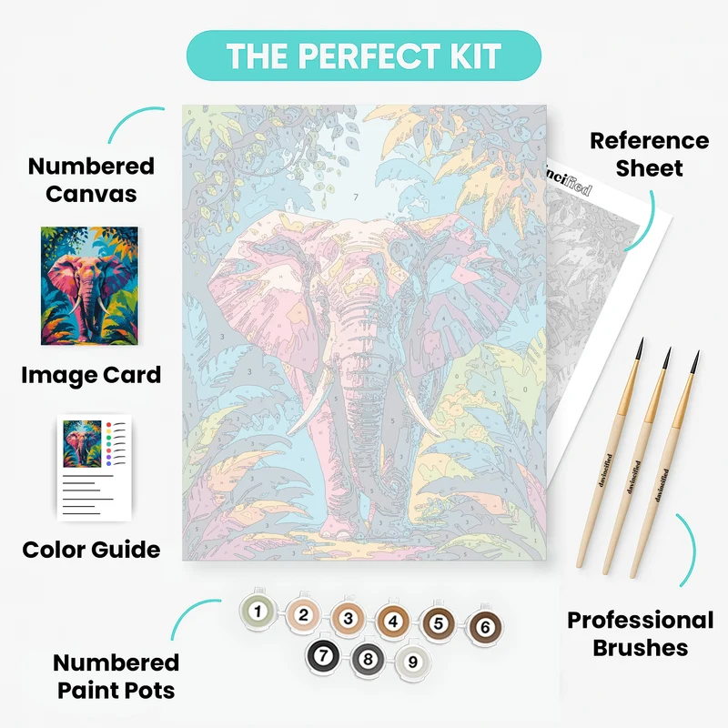 Vibrant Jungle Elephant - Paint by Numbers Kit