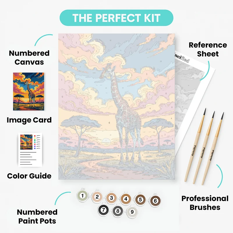 African Sunset Giraffe - Paint by Numbers Kit