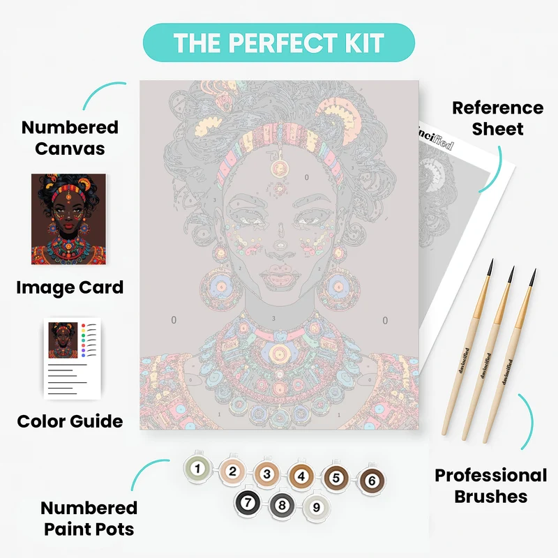 African Beauty with Traditional Jewelry - Paint by Numbers Kit