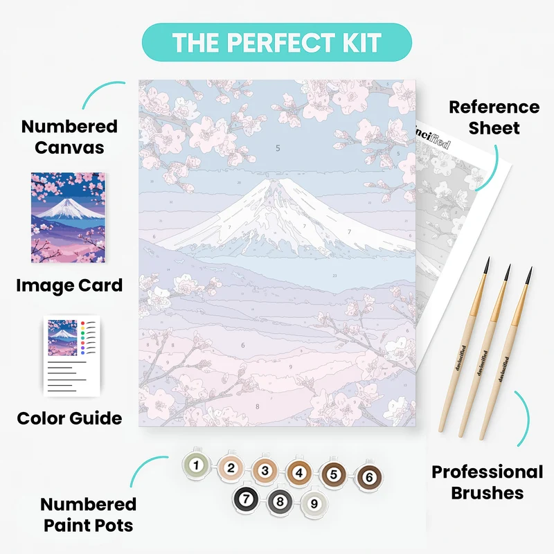 Mount Fuji Cherry Blossoms - Paint by Numbers Kit