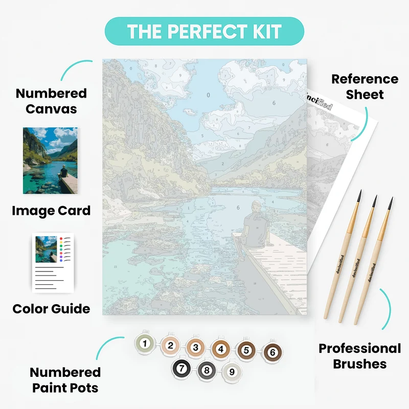 Tranquil Lake Dock Reflection - Paint by Numbers Kit