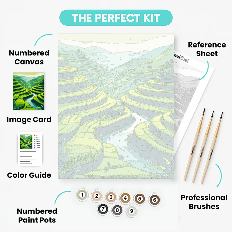 Terraced Rice Fields Valley - Paint by Numbers Kit