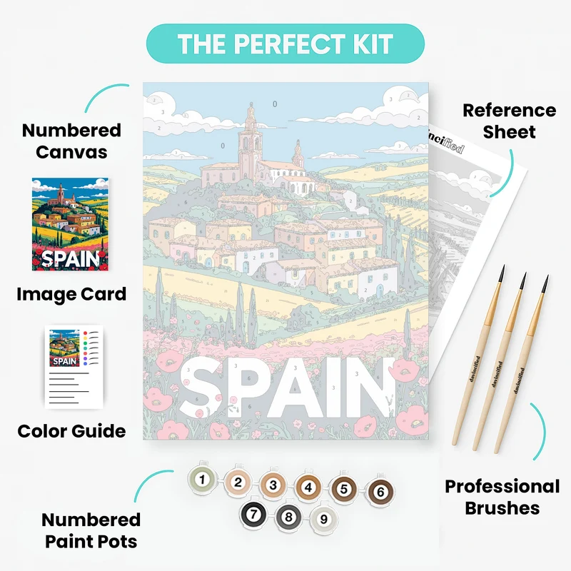 Spanish Village with Church - Paint by Numbers Kit