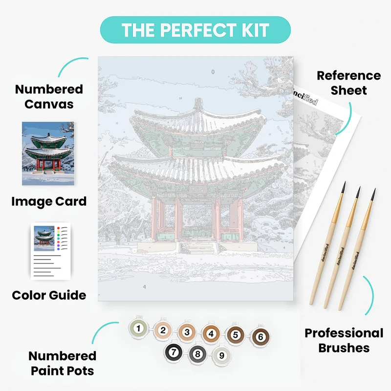 Korean Winter Pavilion - Paint by Numbers Kit