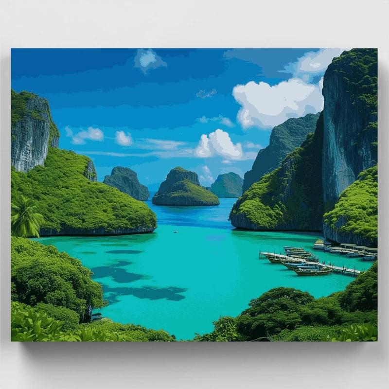 Tropical Paradise Lagoon - Paint by Numbers Kit