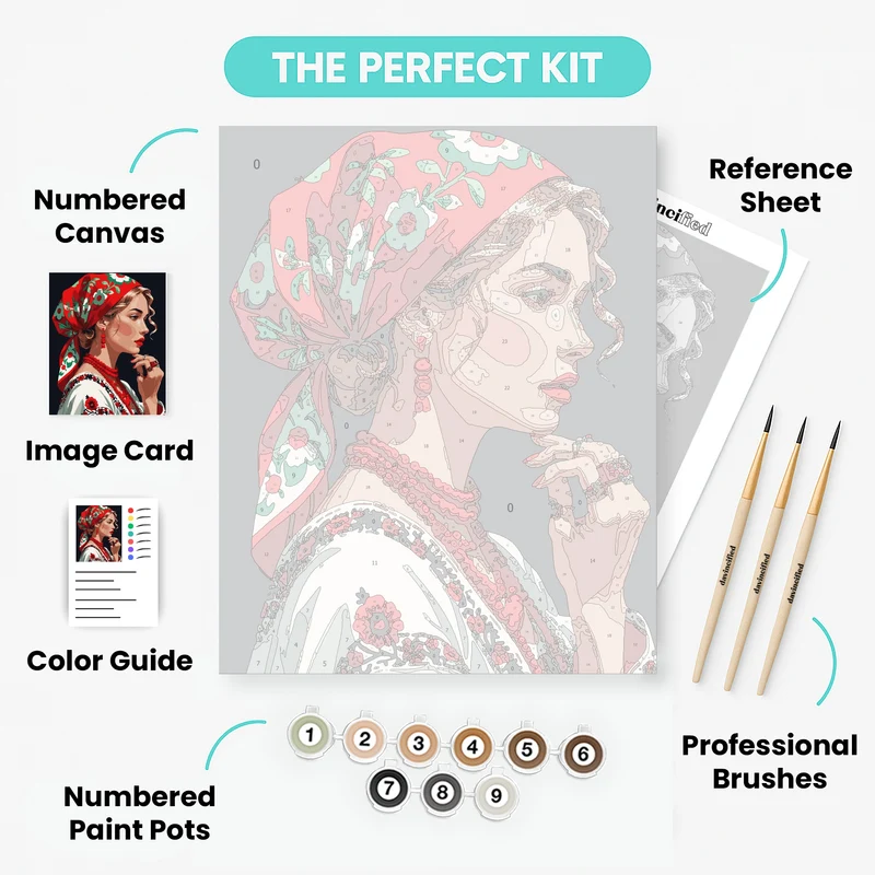 Ukrainian Beauty in Traditional Dress - Paint by Numbers Kit