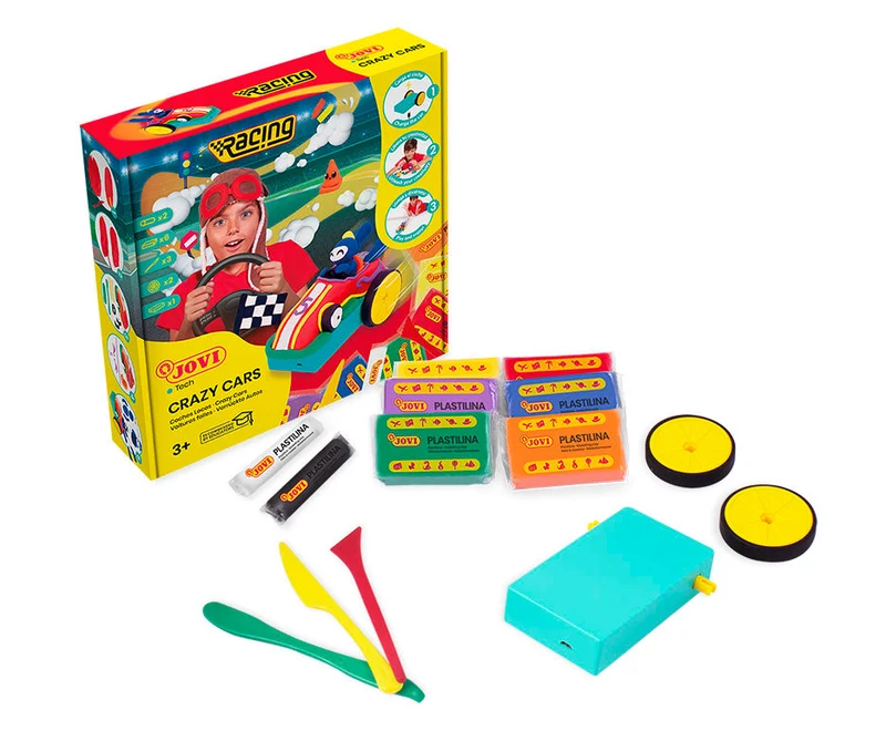 Kreatives Modelliermasse-Set JOVI Tech Crazy Cars Rennen 14-tlg.