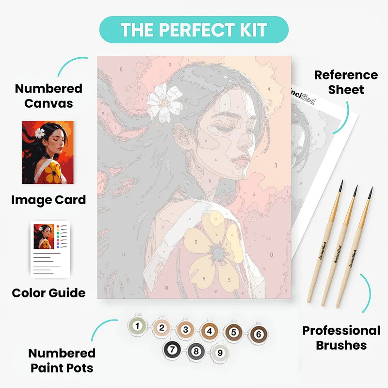 Vietnamese Beauty with Flowers - Paint by Numbers Kit