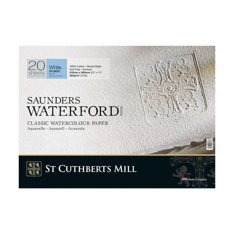 Akvarelni blok CANSON St Cuthberts Saunders Waterford CP bel 300 g/m² 20 listov – 26 – 51 cm