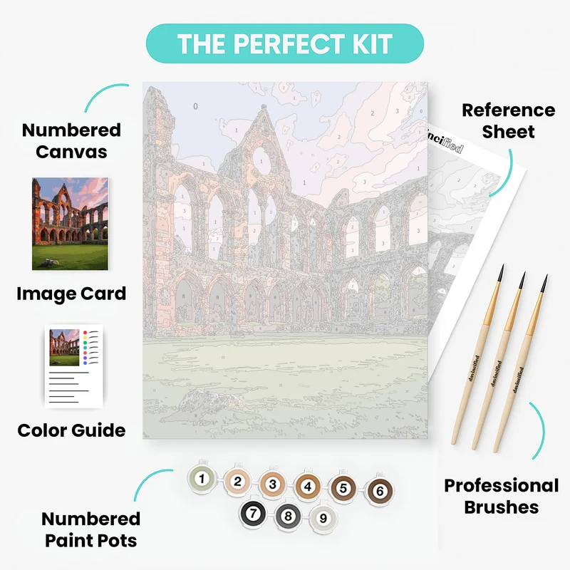 Scottish Abbey Ruins at Sunset - Paint by Numbers Kit