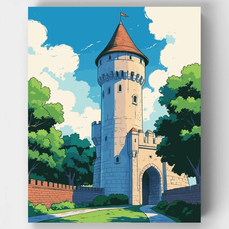 Medieval Castle Tower - Paint by Numbers Kit