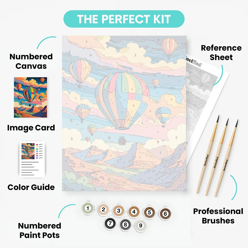 Hot Air Balloons Over Canyon - Paint by Numbers Kit