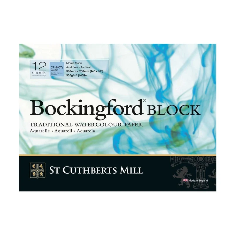 Akvarelni blok St Cuthberts Mill Bockingford CP bel 300 g/m² - 12 listov - 31 – 41 cm