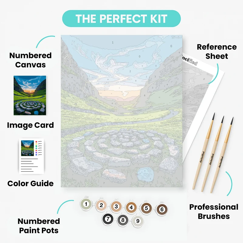 Scottish Highland Stone Circle at Sunset - Paint by Numbers Kit