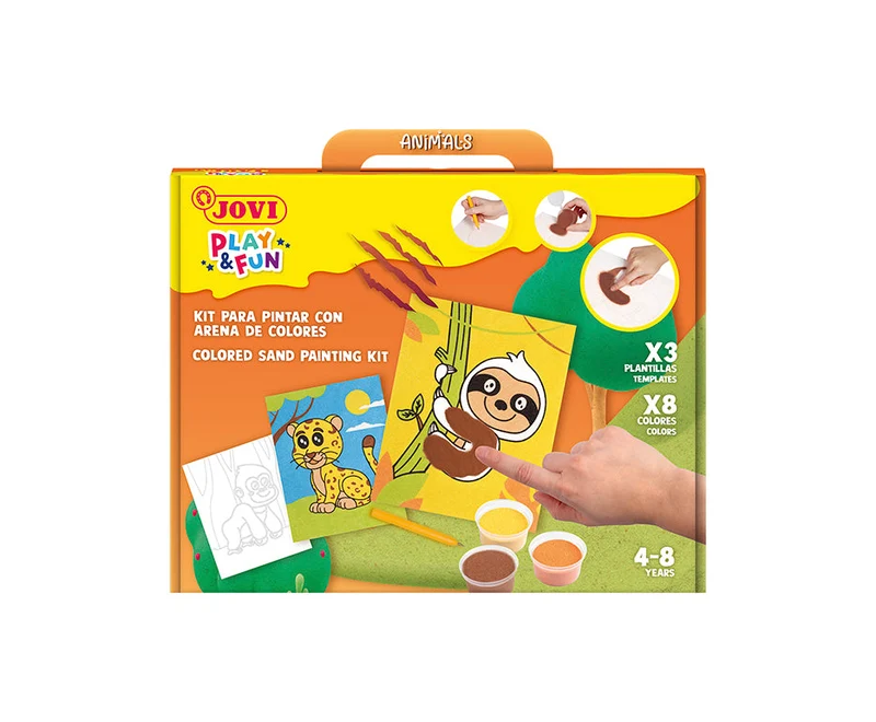 Ustvarjalni set za slikanje s peskom JOVI Play&Fun Živali – 12-delni