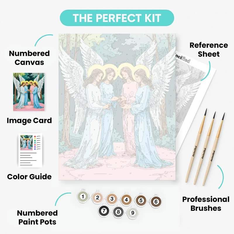 Four Angels in Forest - Paint by Numbers Kit