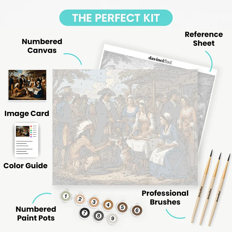 Colonial Feast with Native American - Paint by Numbers Kit