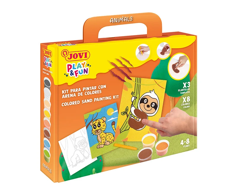 Kreativni set za slikanje pijeskom JOVI Play&Fun Životinje – 12 dijelni