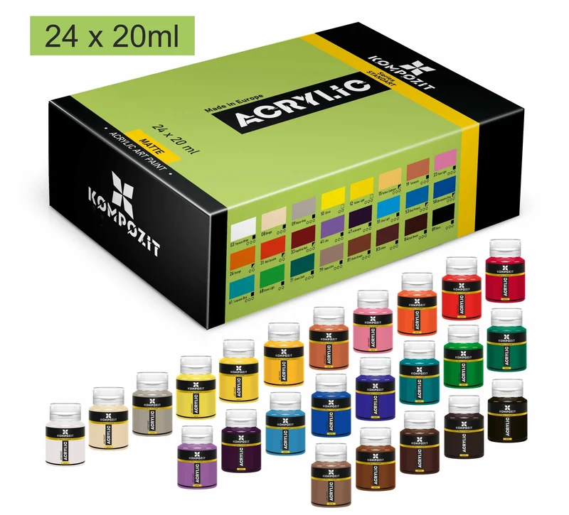 Комплект акрилни бои Kompozit STANDART 24 x 20 ml