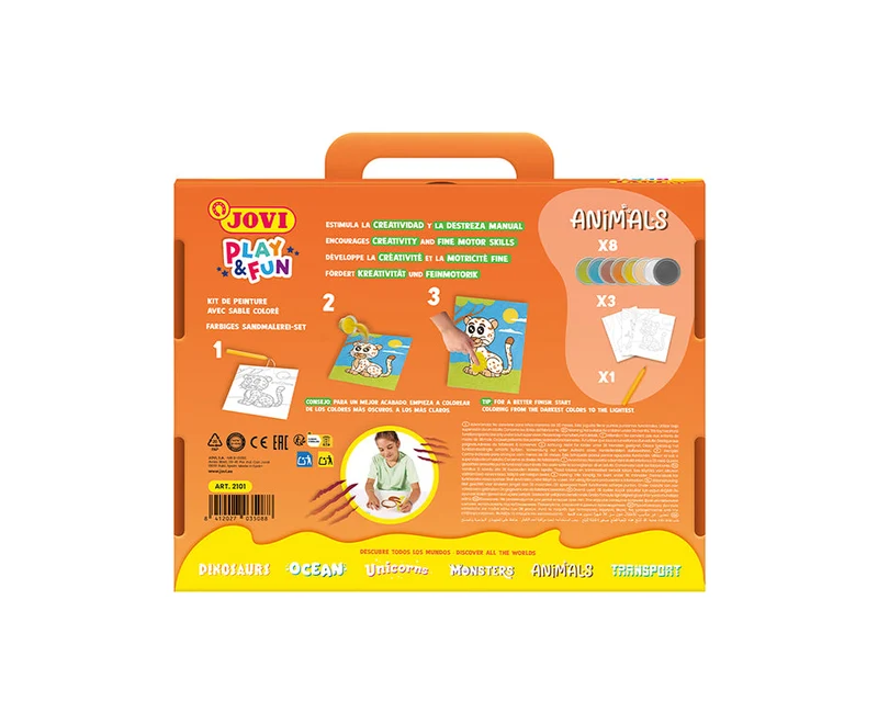 JOVI Play&Fun Sandbilder Kreativ-Set Tiere – 12-teilig