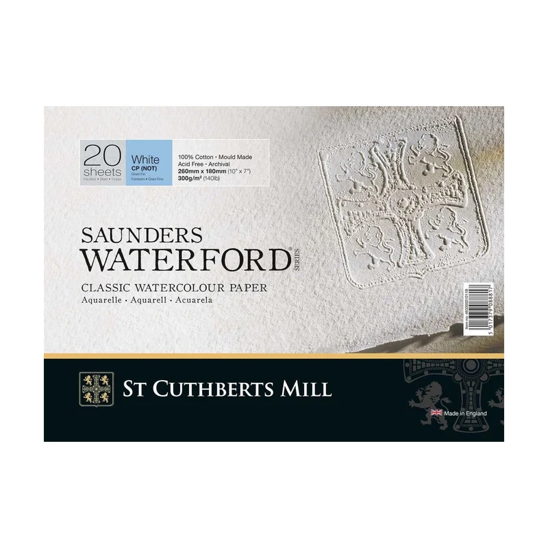 Акварелен блок CANSON St Cuthberts Saunders Waterford CP бял 300 g/m² 20 листа – 26 – 51 cm
