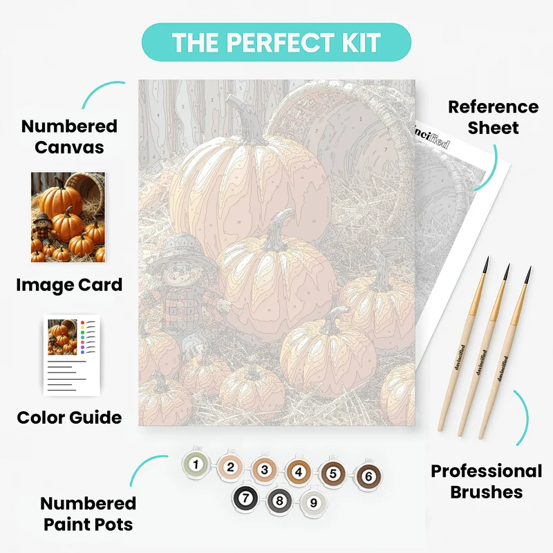 Autumn Harvest Pumpkins with Scarecrow - Paint by Numbers Kit