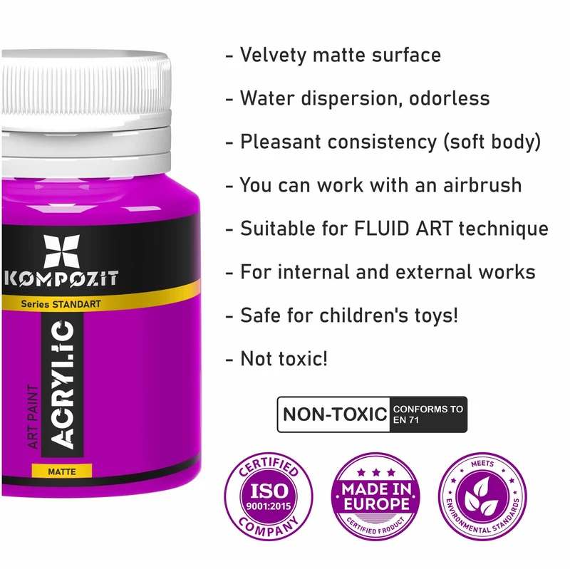 Комплект 18 акрилни бои Kompozit STANDART 18 x 20 ml
