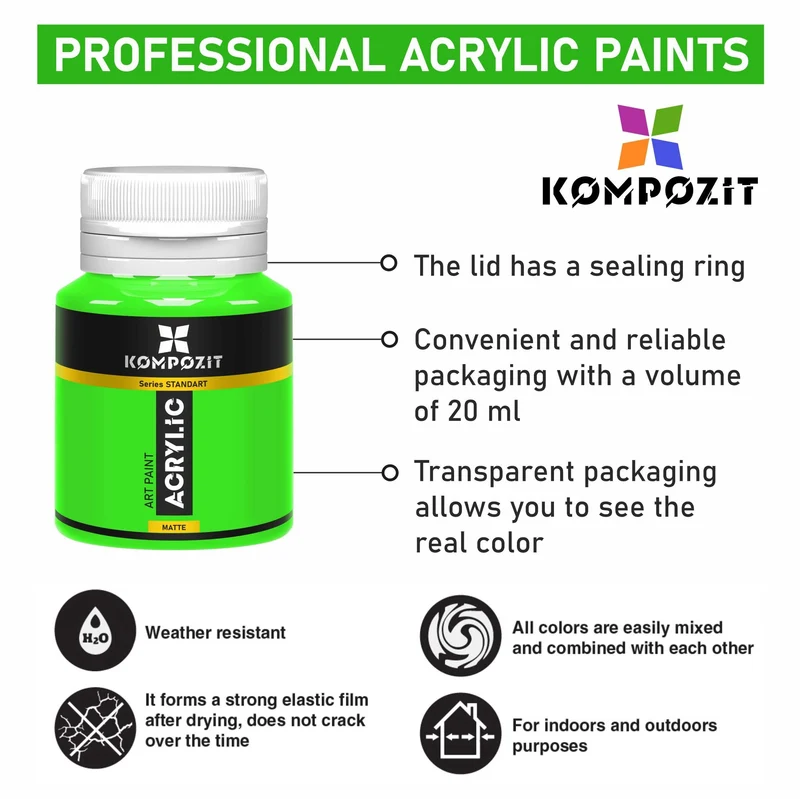 Σετ ακρυλικών χρωμάτων Kompozit STANDART 18 x 20 ml
